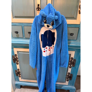 Care Bears Blue & White Grumpy Bear Adult Onesie Pajama